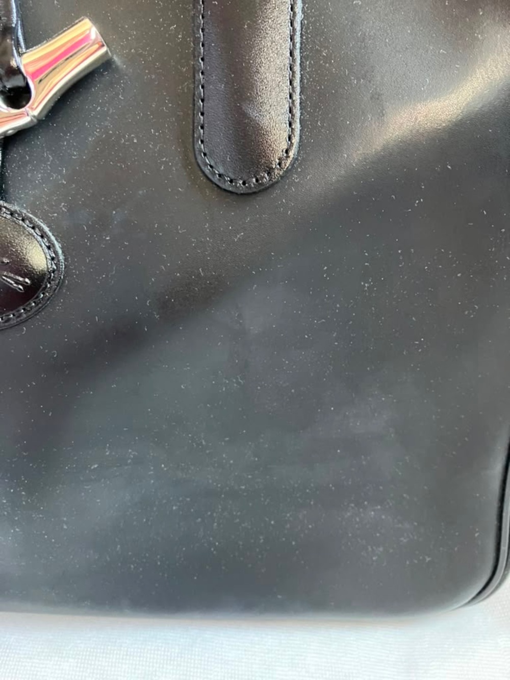 Longchamp Roseau Black Leather Tote Briefcase with Silver Accent - Picture 6 of 15